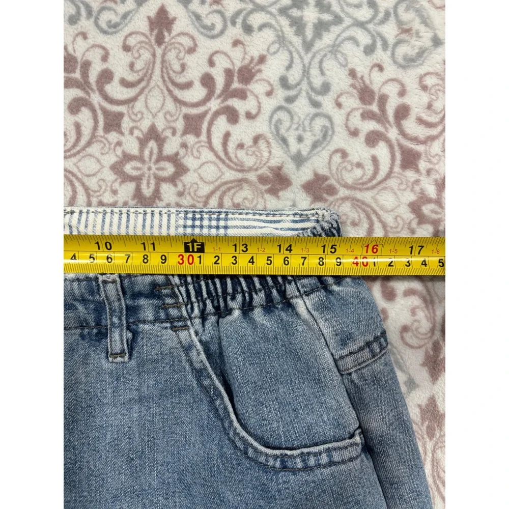 Vintage Lee High Waisted Mom Jeans Light Wash Elastic Waist Tapered Leg 14M 14L